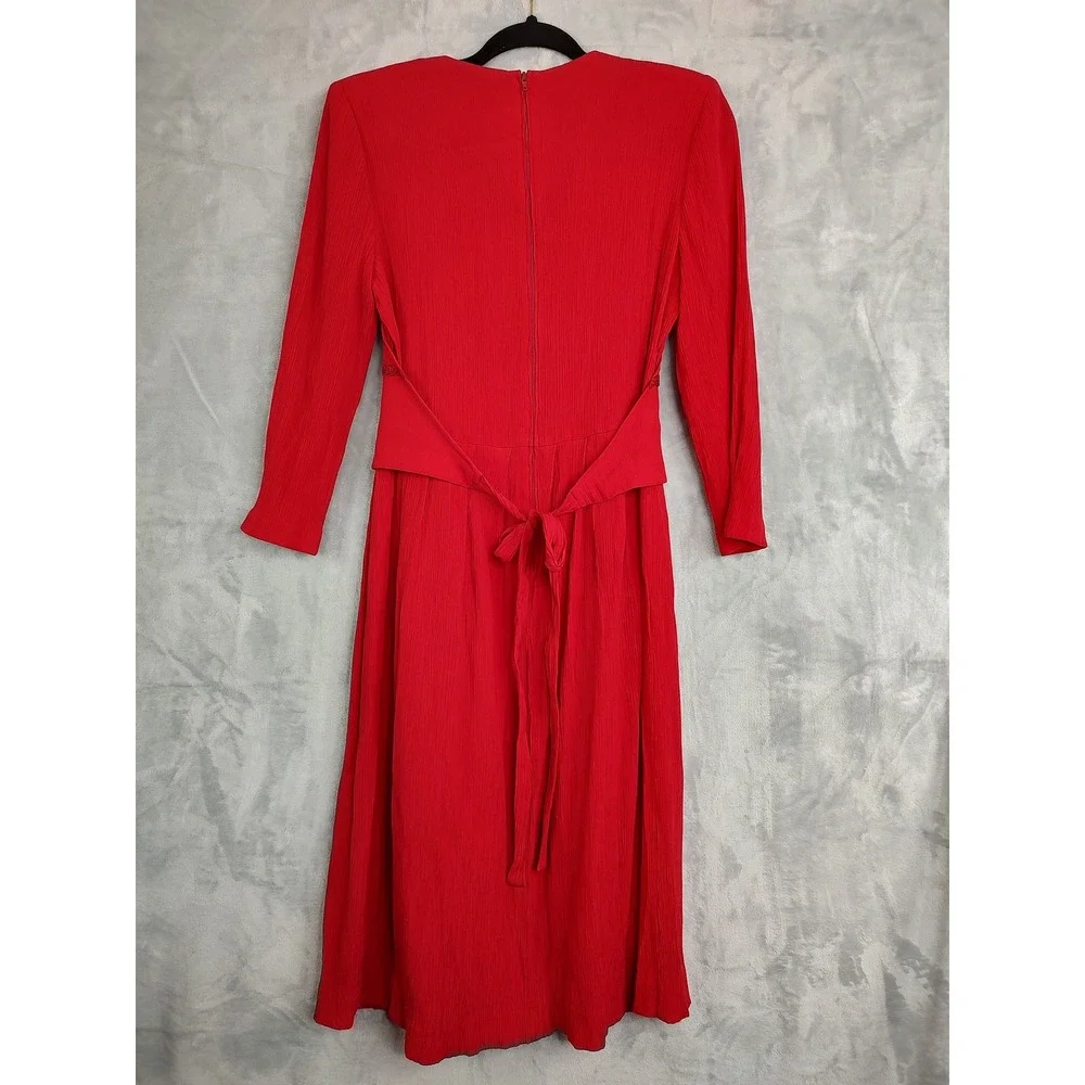 Miss Dory Red‎ Textured Button Front Midi Dress Set Size 10